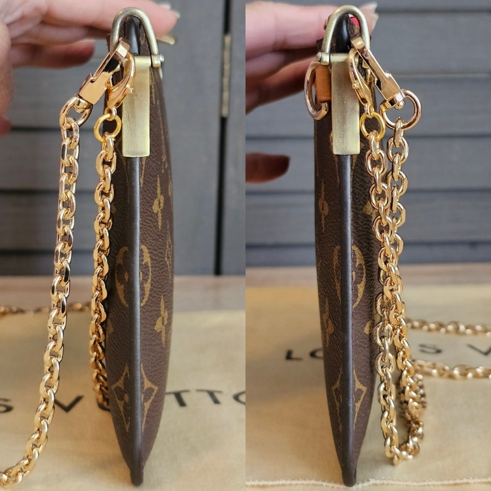 Authentic LOUIS VUITTON Monogram Pochette Wristlet Crossbody - Picture 5 of 11
